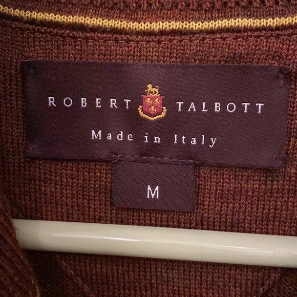 Robert Talbott Ember COOPER-MERINO 1/4 ZIP Mock Neck Sweater Made in Italy M